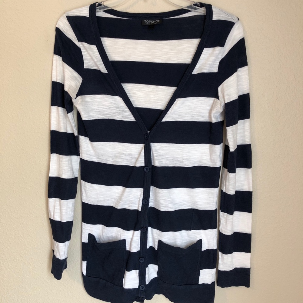 TopShop l Lightweight Navy and White Cardigan